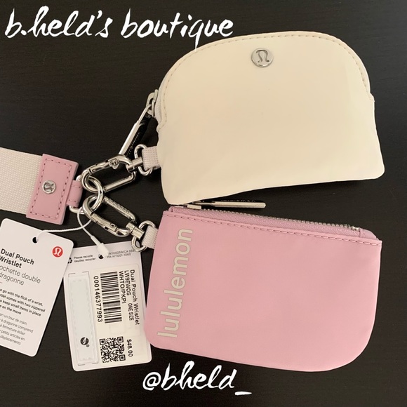 lululemon Dual Pouch Wristlet in White Opal/Pink Peony OS Brand New NWT - Picture 6 of 15
